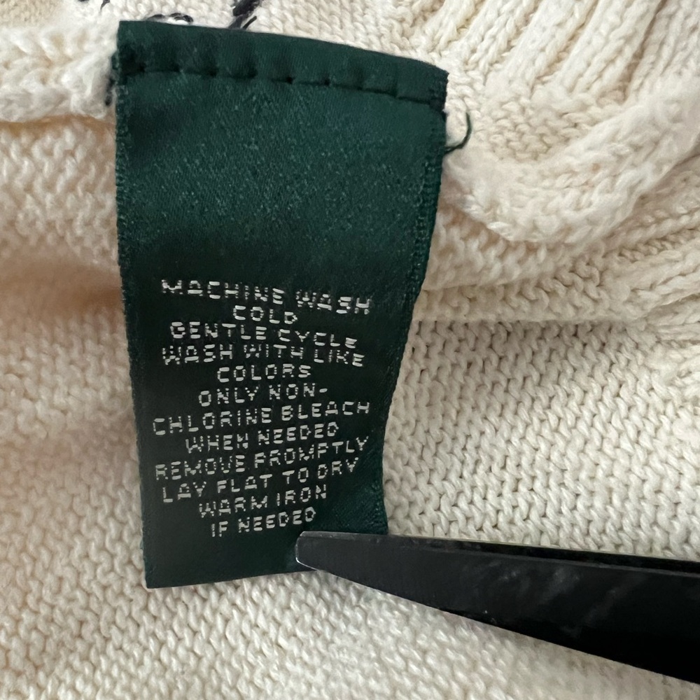 Vintage Rare Green Tag 90S Ralph Lauren Ivory Flag Knitted Sweater - Picture 13 of 15